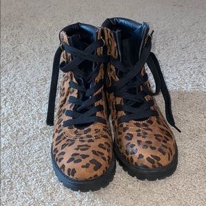 Maurice’s Leopard Print Combat Boots